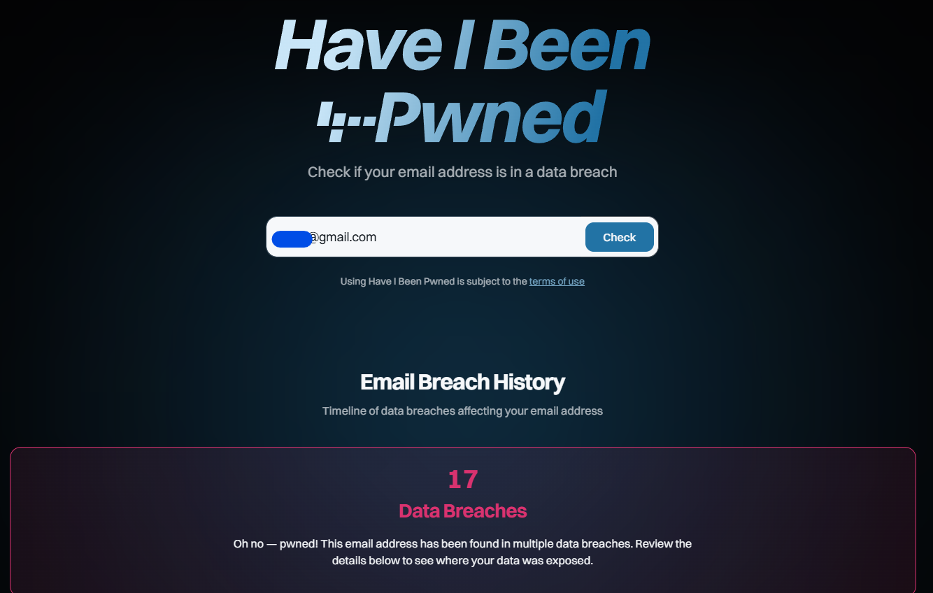 haveibeenpwned Search Result